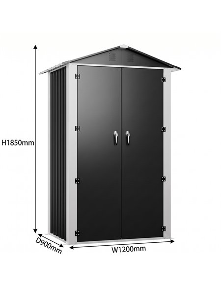 Outdoor Steel Storage Shed 4 x 3ft 1200 x 900 x 1850mm | Stalwart DA-SART104