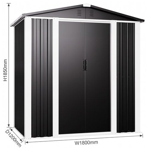 Outdoor Steel Storage Shed 6 x 4ft 1800 x 1200 x 1850mm | Stalwart DA-SART106