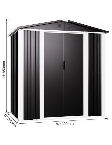 Outdoor Steel Storage Shed 6 x 4ft 1800 x 1200 x 1850mm | Stalwart DA-SART106
