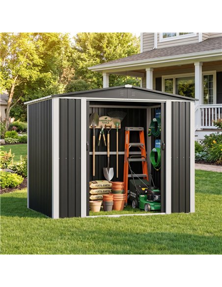 Outdoor Steel Storage Shed 8 x 6ft 2400 x 1800 x 2050mm | Stalwart DA-SART108