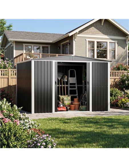 Outdoor Steel Storage Shed 10 x 8ft 3000 x 2400 x 2050mm | Stalwart DA-SART110