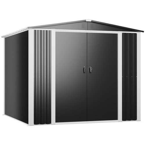 Outdoor Steel Storage Shed 8 x 8ft 2400 x 2400 x 2050mm | Stalwart DA-SART112