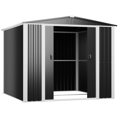 Outdoor Steel Storage Shed 8 x 8ft 2400 x 2400 x 2050mm | Stalwart DA-SART112