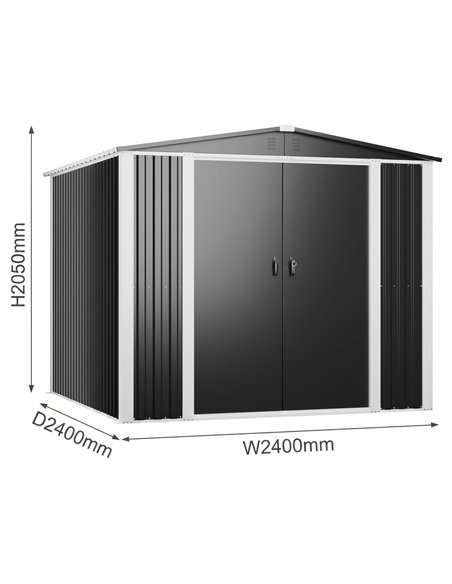 Outdoor Steel Storage Shed 8 x 8ft 2400 x 2400 x 2050mm | Stalwart DA-SART112