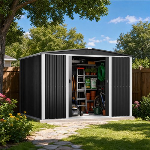 Outdoor Steel Storage Shed 10 x 10ft 3000 x 3000 x 2050mm | Stalwart DA-SART114