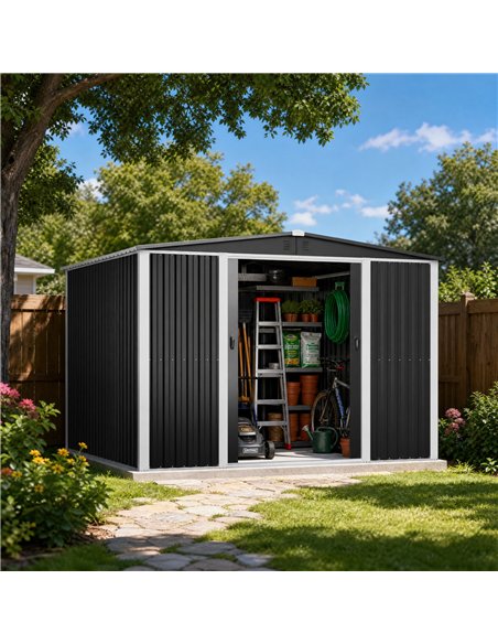 Outdoor Steel Storage Shed 10 x 10ft 3000 x 3000 x 2050mm | Stalwart DA-SART114