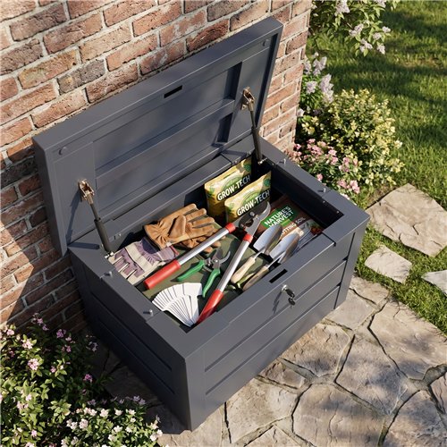 Lockable Outdoor Steel Storage Box 690 x 520 x 587mm | Stalwart DA-SART116