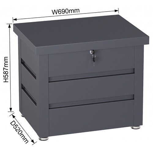Lockable Outdoor Steel Storage Box 690 x 520 x 587mm | Stalwart DA-SART116
