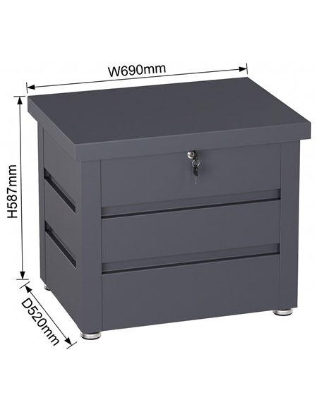 Lockable Outdoor Steel Storage Box 690 x 520 x 587mm | Stalwart DA-SART116
