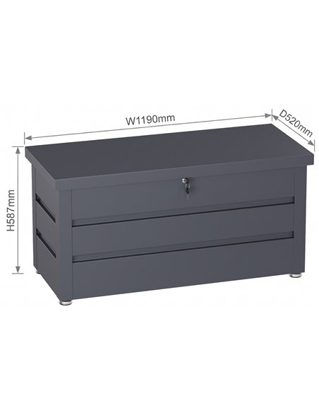 Lockable Outdoor Steel Storage Box 1190 x 520 x 587mm | Stalwart DA-SART118