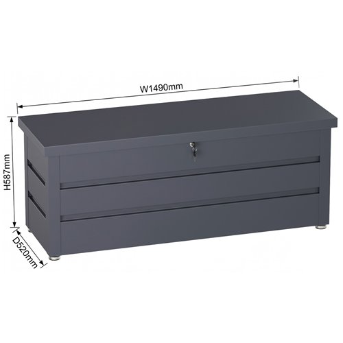 Lockable Outdoor Steel Storage Box 1490 x 520 x 587mm | Stalwart DA-SART120