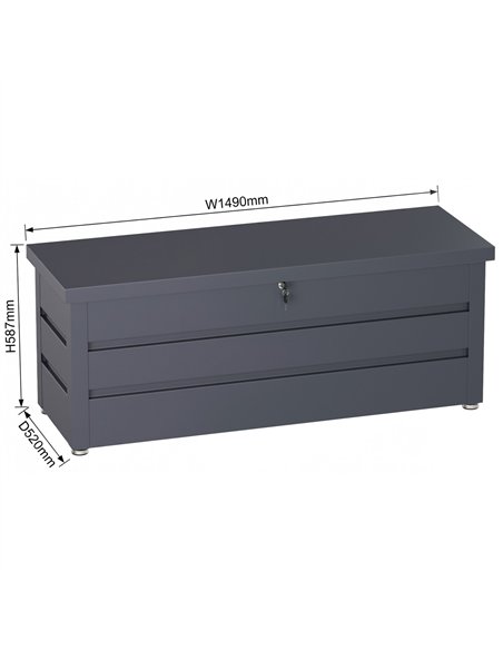 Lockable Outdoor Steel Storage Box 1490 x 520 x 587mm | Stalwart DA-SART120