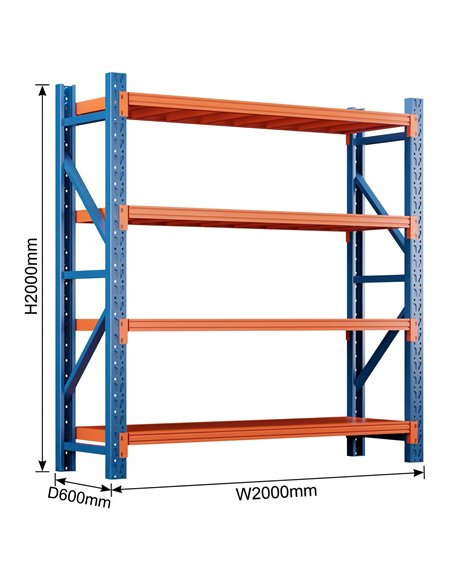 Heavy Duty Steel Storage Shelf 2000 x 600 x 2000mm | Stalwart DA-SART122