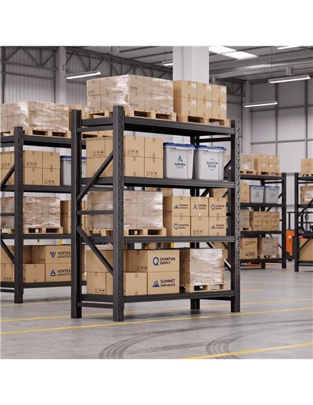 Heavy Duty Black Steel Storage Shelf 2000 x 600 x 2000mm | Stalwart DA-SART128