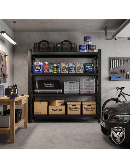 Heavy Duty Black Steel Storage Shelf 2000 x 600 x 2000mm | Stalwart DA-SART128