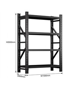 Heavy Duty Black Steel Storage Shelf 1500 x 600 x 2000mm | Stalwart DA-SART130 2