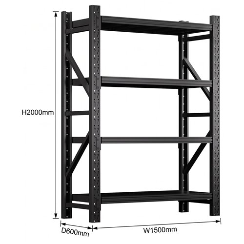 Heavy Duty Black Steel Storage Shelf 1500 x 600 x 2000mm | Stalwart DA-SART130