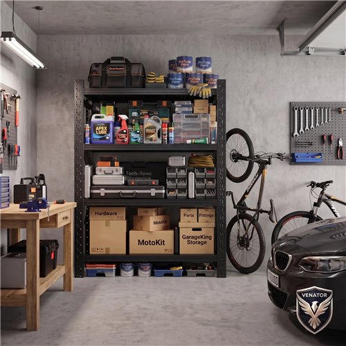 Heavy Duty Black Steel Storage Shelf 1500 x 600 x 2000mm | Stalwart DA-SART130