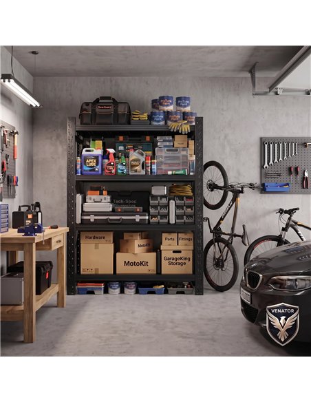 Heavy Duty Black Steel Storage Shelf 1500 x 600 x 2000mm | Stalwart DA-SART130