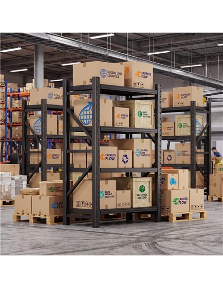 Heavy Duty Black Steel Storage Shelf 1500 x 600 x 2000mm | Stalwart DA-SART130
