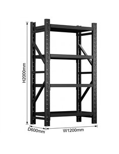 Heavy Duty Black Steel Storage Shelf 1200 x 600 x 2000mm | Stalwart DA-SART132 2