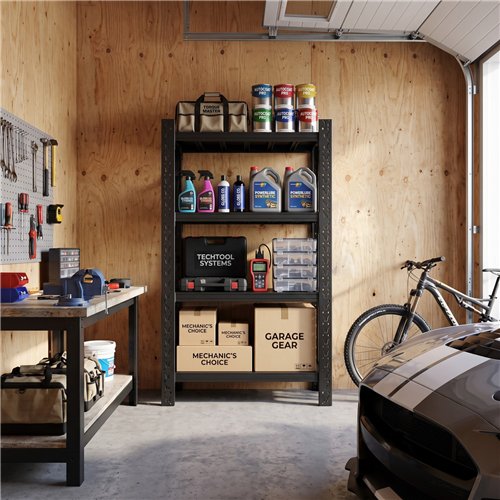 Heavy Duty Black Steel Storage Shelf 1200 x 600 x 2000mm | Stalwart DA-SART132