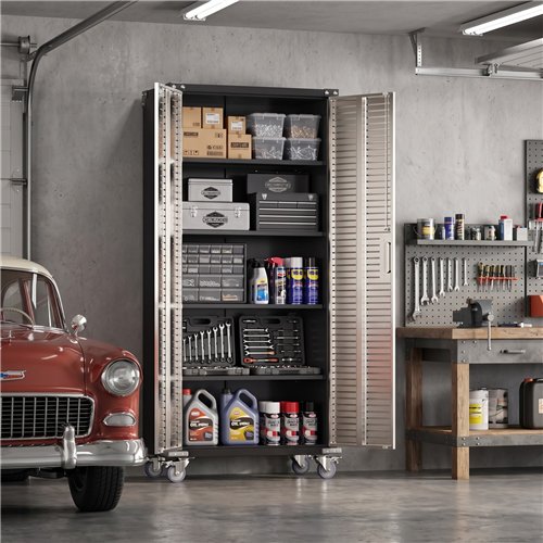 Lockable Mobile Steel Storage Cabinet 820 x 410 x 1830mm | Stalwart DA-SART302