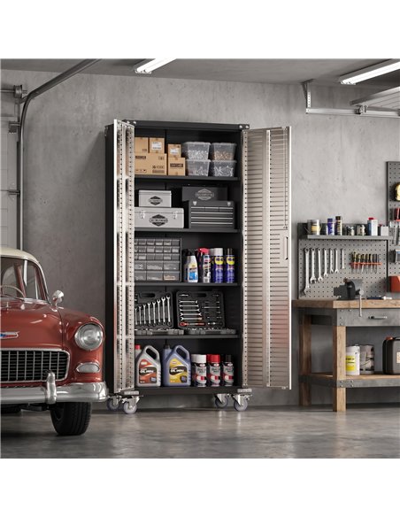 Lockable Mobile Steel Storage Cabinet 820 x 410 x 1830mm | Stalwart DA-SART302