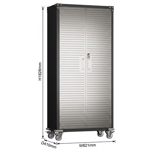 Lockable Mobile Steel Storage Cabinet 820 x 410 x 1830mm | Stalwart DA-SART302