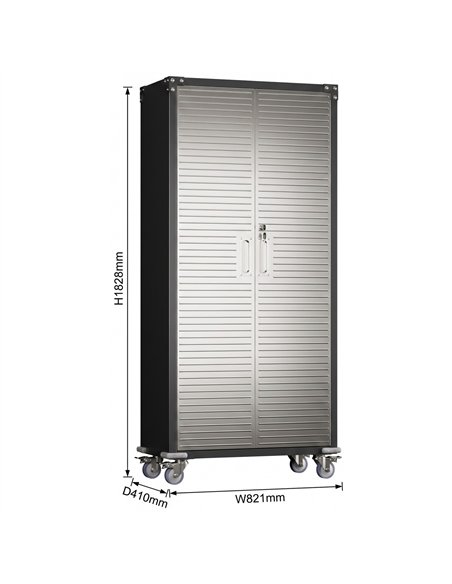 Lockable Mobile Steel Storage Cabinet 820 x 410 x 1830mm | Stalwart DA-SART302