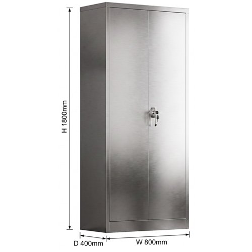 Lockable Stainless Steel Storage Cabinet 800 x 400 x 1800mm | Stalwart DA-SART304