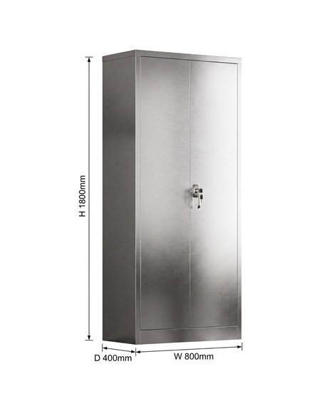 Lockable Stainless Steel Storage Cabinet 800 x 400 x 1800mm | Stalwart DA-SART304