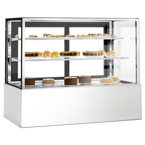 Cake Counter Straight front 1200 X 740 X 1200mm 2 shelves White base LED