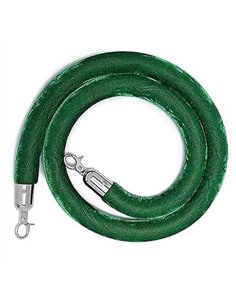 Green Velvet Stanchion Rope with Silver ends 1.5m | Stalwart DA-VR01RGREEN