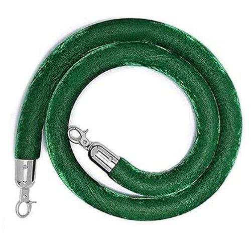 Green Velvet Stanchion Rope with Silver ends 1.5m | Stalwart DA-VR01RGREEN