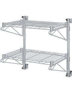 Wall-Mounted Wire Shelf 2 Tier 200kg Capacity Chrome Finish 600x350x600mm | Stalwart DA-WR603560A2C
