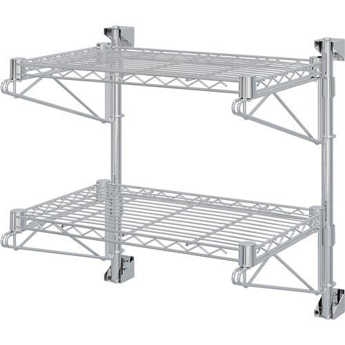 Wall-Mounted Wire Shelf 2 Tier 200kg Capacity Chrome Finish 600x350x600mm | Stalwart DA-WR603560A2C