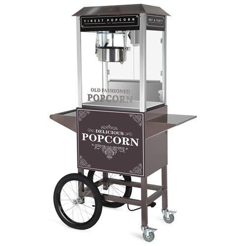 Commercial Popcorn Machine Trolley with Storage Cabinet, Large Wheels &amp Brakes 940 x 450 x 780mm | Stalwart DA-POPCORN104B