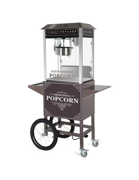 Commercial Popcorn Machine Trolley with Storage Cabinet, Large Wheels &amp Brakes 940 x 450 x 780mm | Stalwart DA-POPCORN104B