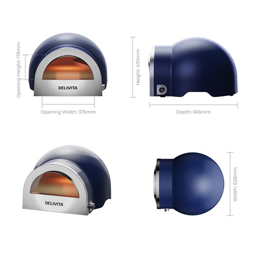 DeliVita Dual Fuel Gas Pizza Oven Jubilee Blue