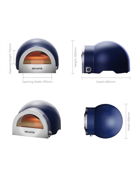 DeliVita Dual Fuel Gas Pizza Oven Jubilee Blue