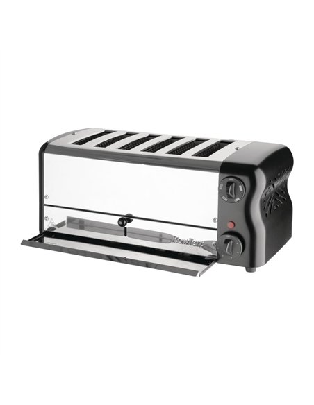 Rowlett Esprit 6 Slot Toaster Jet Black with Duraheat Elements & Sandwich Cage
