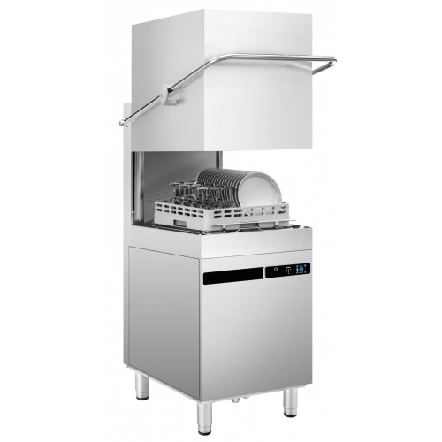 Complete Passthrough Commercial Hood Dishwasher + Table, Sink, 500 x 500 Basket – High Capacity, Touchscreen 9.6kw