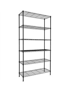 Commercial Shelving unit 6 tier 200kg/shelf Width 900mm Depth 450mm Black wire | Stalwart DA-EB9045200A6C