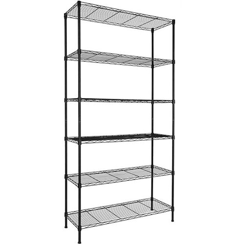 Commercial Shelving unit 6 tier 200kg/shelf Width 900mm Depth 450mm Black wire | Stalwart DA-EB9045200A6C
