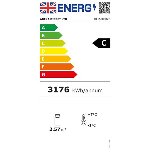 Display Showcase Merchandiser Fridge 545 Litres 2 Shelves 1500×700×1200mm Black | Stalwart DA-HL1500ER2B
