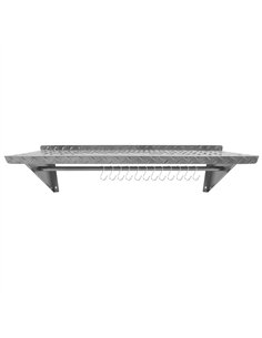 Commercial Stainless Steel Wall Mounted Non-Slip Shelf with Rail &amp 12 Hooks 1400 x 300 x 230mm | Stalwart DA-RTW3B1430