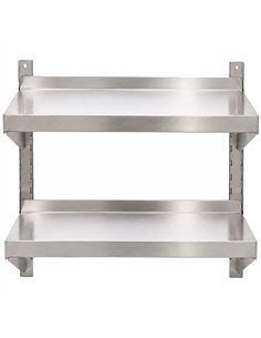 Commercial Stainless Steel Adjustable 2-Tier Wall Mounted Shelf 700 x 400 x 700mm | Stalwart DA-QNH44043