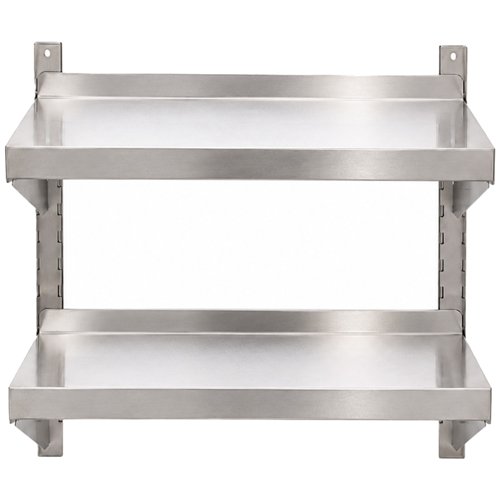Commercial Stainless Steel Adjustable 2-Tier Wall Mounted Shelf 700 x 400 x 700mm | Stalwart DA-QNH44043
