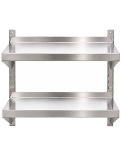 Commercial Stainless Steel Adjustable 2-Tier Wall Mounted Shelf 900 x 400 x 700mm | Stalwart DA-QNH44045